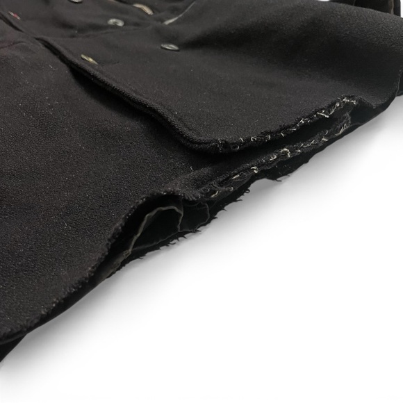 NICE Collective Black Wool Double Breasted Military Peacoat Leather medium - Picture 11 of 12